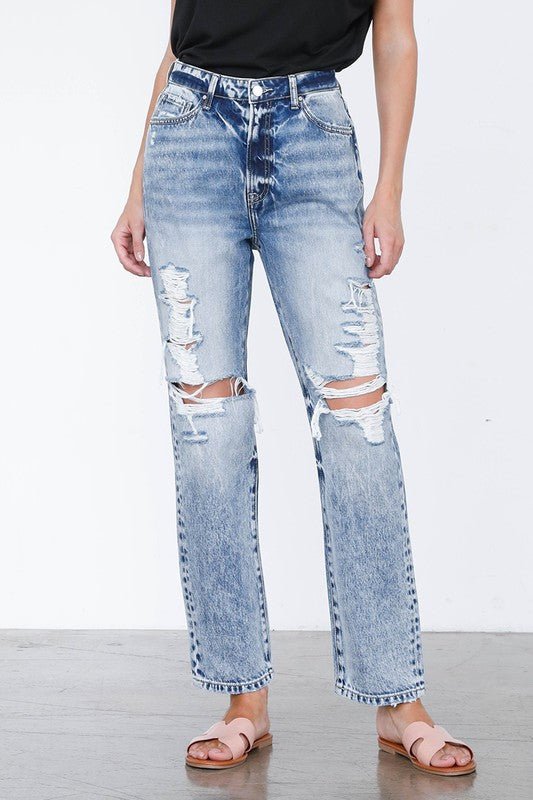 Ripped Boyfriend Jeans - Too Dimes Boutique