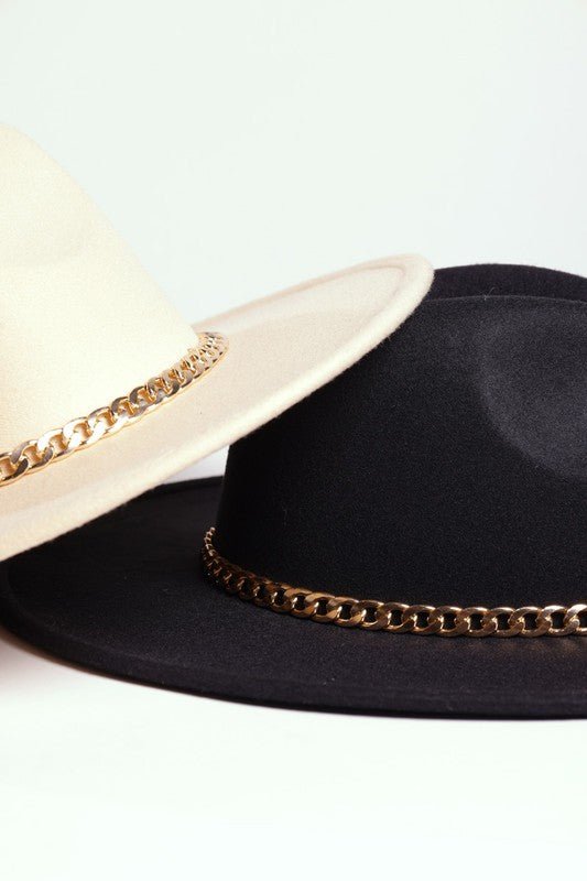 CHAIN BELT FEDORA HAT - Too Dimes Boutique