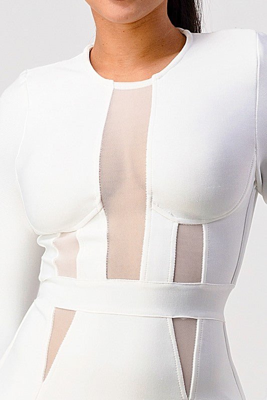 LONGSLEEVE BANDAGE DRESS - Too Dimes Boutique