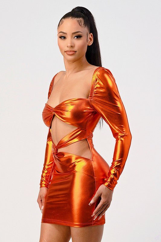 CUT OUT DETAIL FRONT MINI DRESS - Too Dimes Boutique