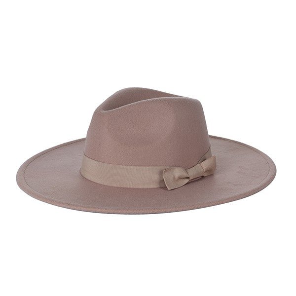WIDE BRIM RIBBON FEDROA HAT - Too Dimes Boutique