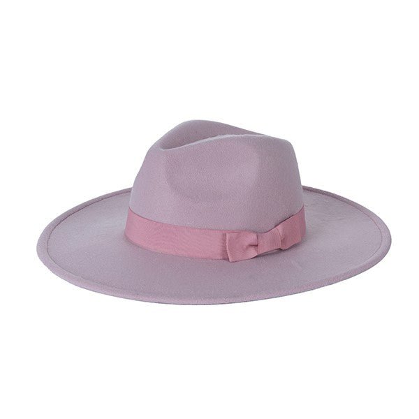 WIDE BRIM RIBBON FEDROA HAT - Too Dimes Boutique