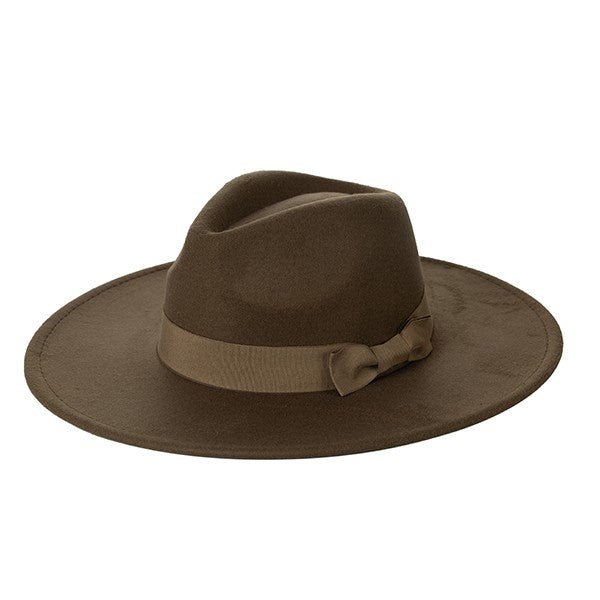 WIDE BRIM RIBBON FEDROA HAT - Too Dimes Boutique