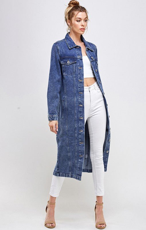 WHITE NON - STRETCH THIRD QUARTER DENIM JACKET - Too Dimes Boutique