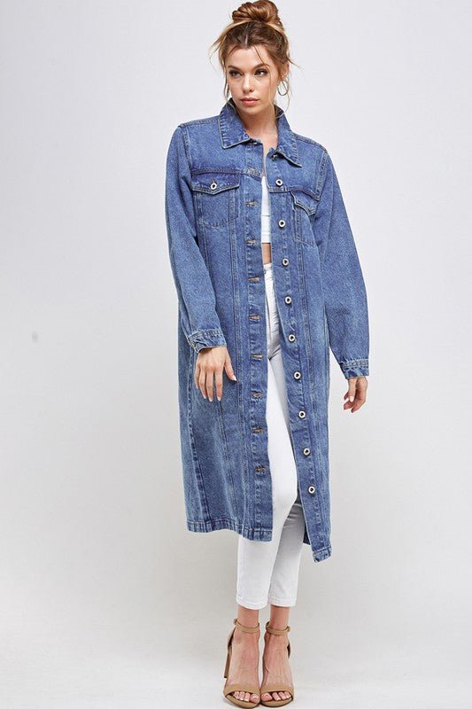 WHITE NON - STRETCH THIRD QUARTER DENIM JACKET - Too Dimes Boutique