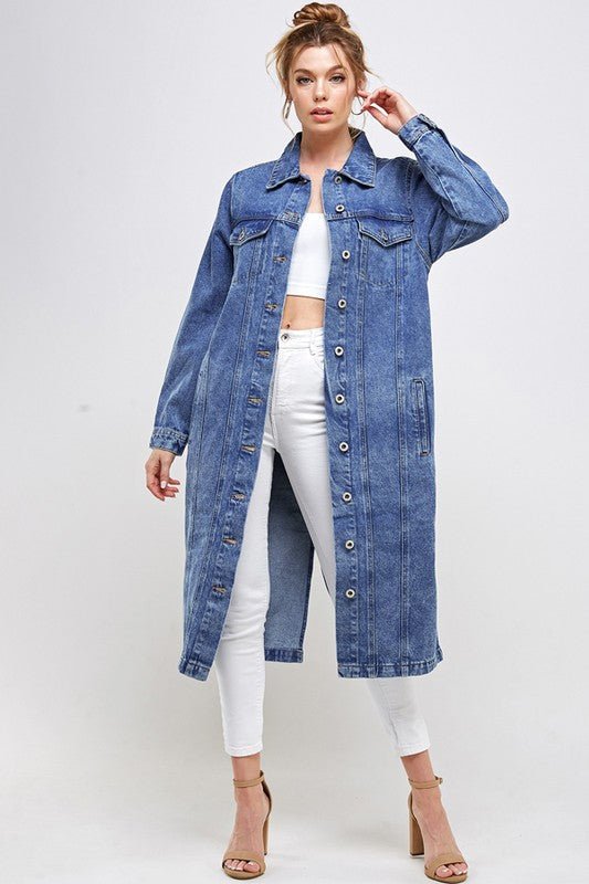 WHITE NON - STRETCH THIRD QUARTER DENIM JACKET - Too Dimes Boutique