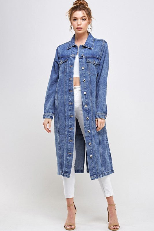 WHITE NON - STRETCH THIRD QUARTER DENIM JACKET - Too Dimes Boutique