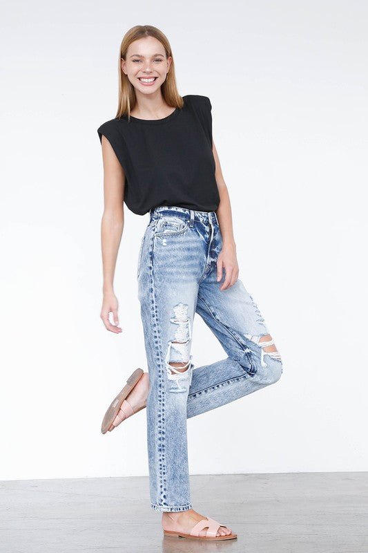 Ripped Boyfriend Jeans - Too Dimes Boutique