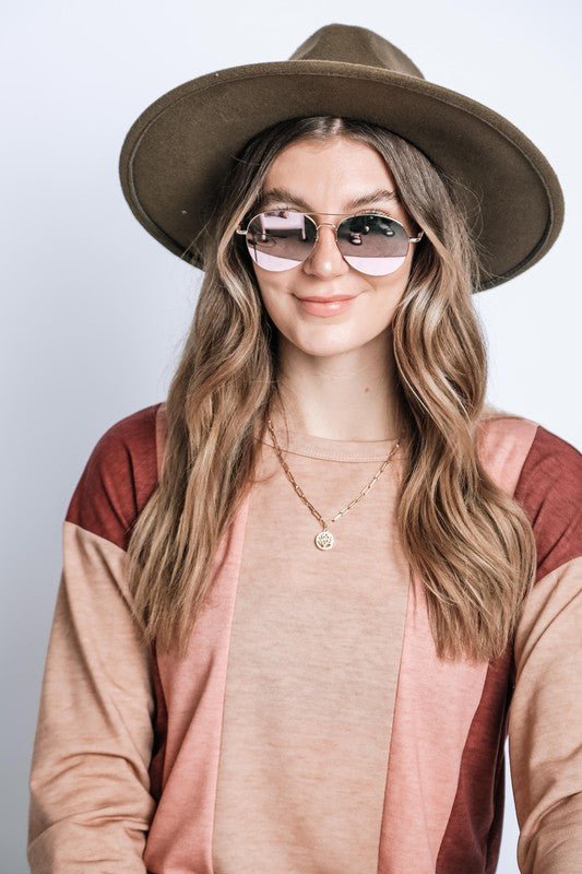 WIDE BRIM RIBBON FEDROA HAT - Too Dimes Boutique