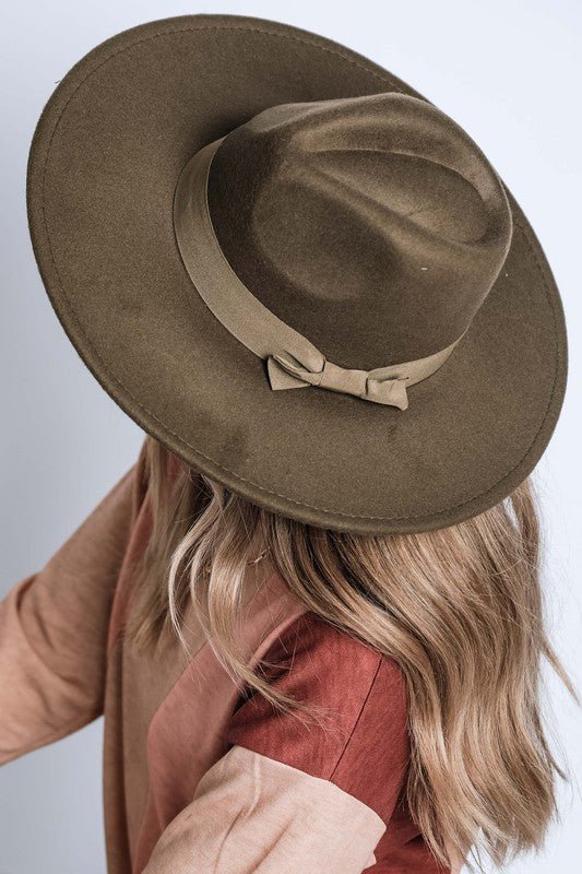 WIDE BRIM RIBBON FEDROA HAT - Too Dimes Boutique
