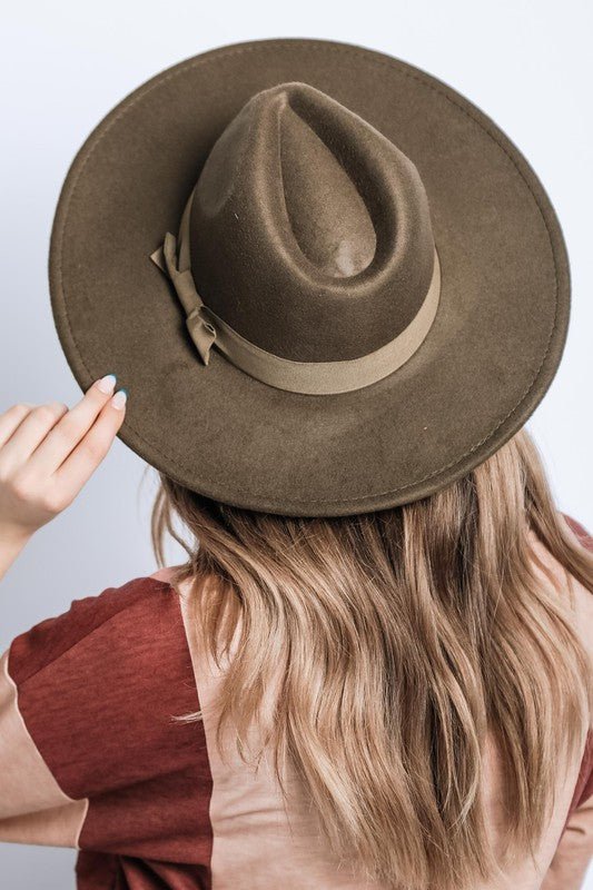WIDE BRIM RIBBON FEDROA HAT - Too Dimes Boutique