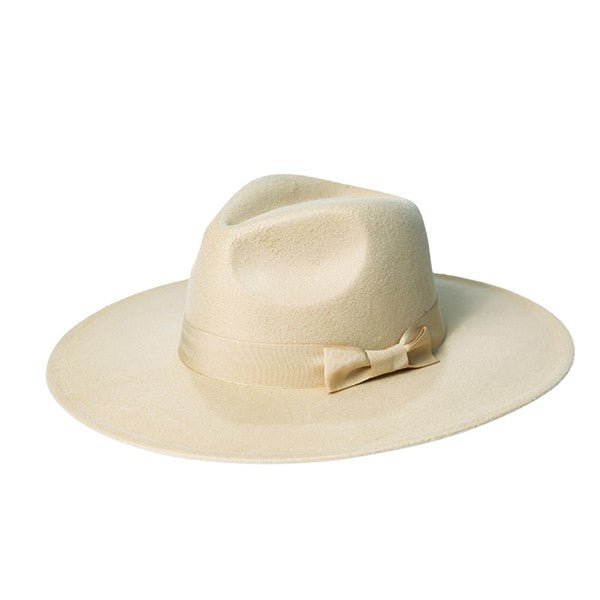 WIDE BRIM RIBBON FEDROA HAT - Too Dimes Boutique