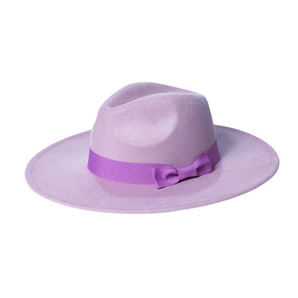 WIDE BRIM RIBBON FEDROA HAT - Too Dimes Boutique