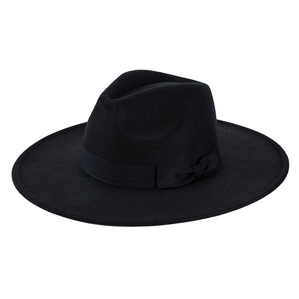 WIDE BRIM RIBBON FEDROA HAT - Too Dimes Boutique
