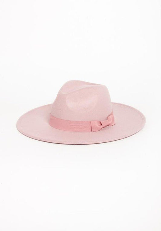 WIDE BRIM RIBBON FEDROA HAT - Too Dimes Boutique