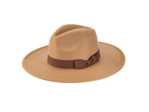 WIDE BRIM RIBBON FEDROA HAT - Too Dimes Boutique