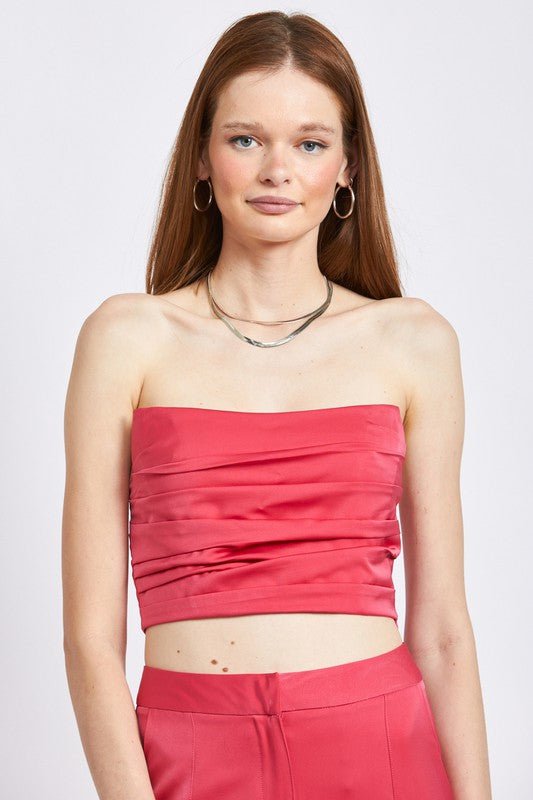 RUCHED TUBE TOP - Too Dimes Boutique