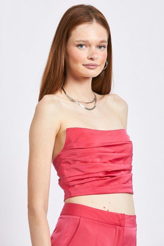 RUCHED TUBE TOP - Too Dimes Boutique