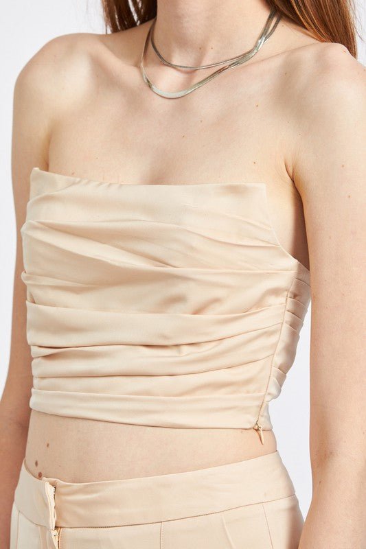 RUCHED TUBE TOP - Too Dimes Boutique