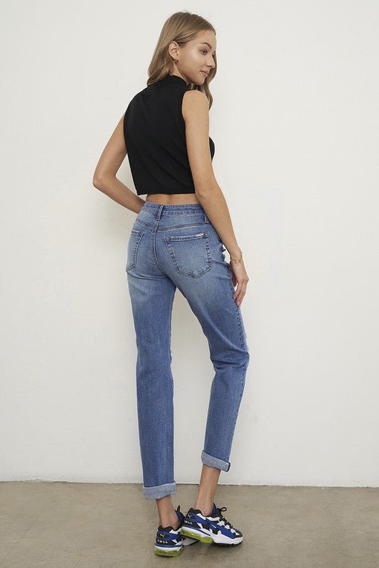 SLIM FIT BOYFRIEND JEANS - Too Dimes Boutique
