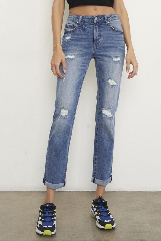 SLIM FIT BOYFRIEND JEANS - Too Dimes Boutique