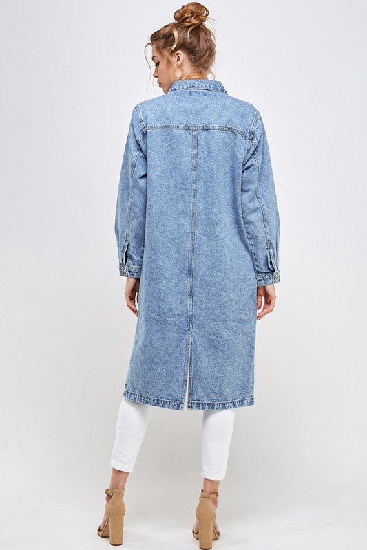 WHITE NON - STRETCH THIRD QUARTER DENIM JACKET - Too Dimes Boutique