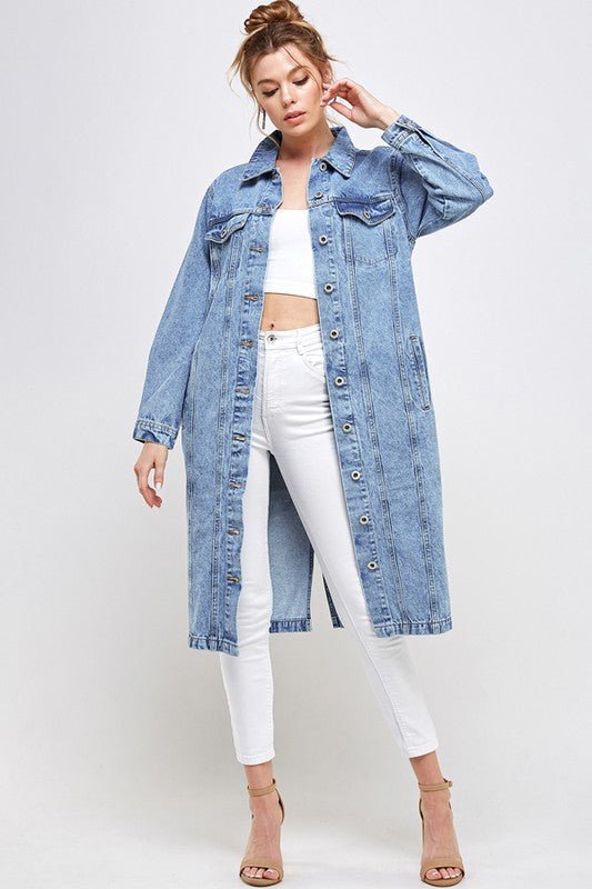 WHITE NON - STRETCH THIRD QUARTER DENIM JACKET - Too Dimes Boutique