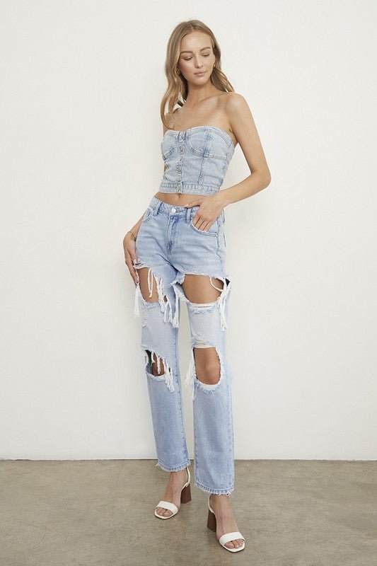 HIGH RISE BAGGY JEANS - Too Dimes Boutique