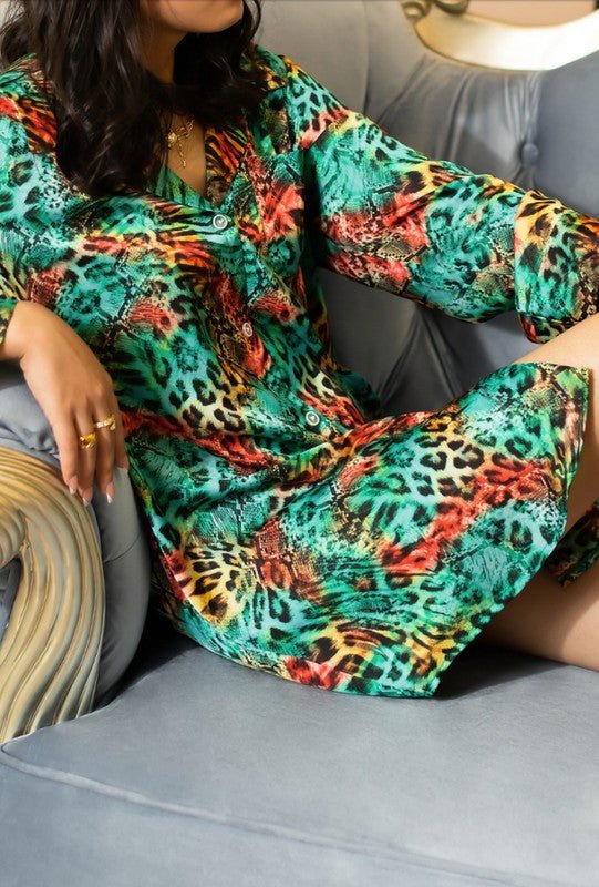 LEOPARD PRINT SLEEP SHIRT - Too Dimes Boutique