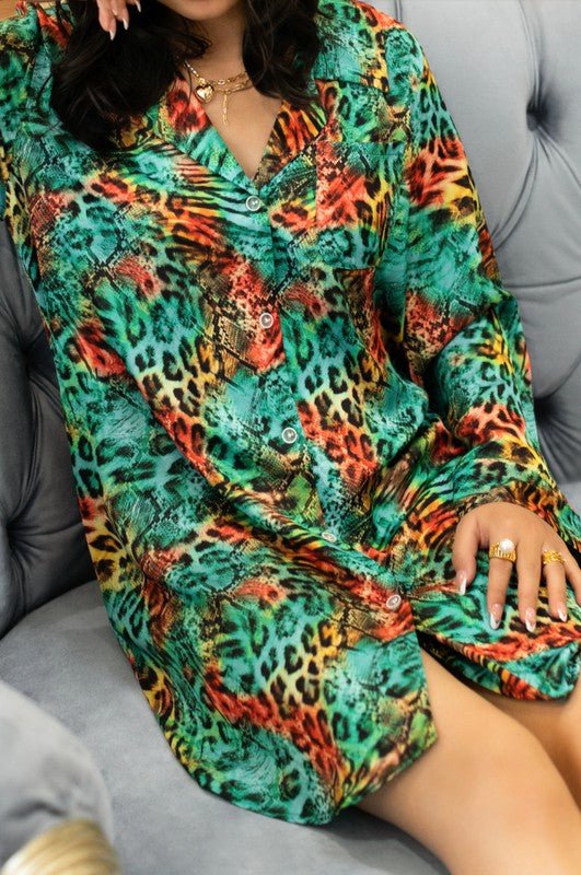 LEOPARD PRINT SLEEP SHIRT - Too Dimes Boutique