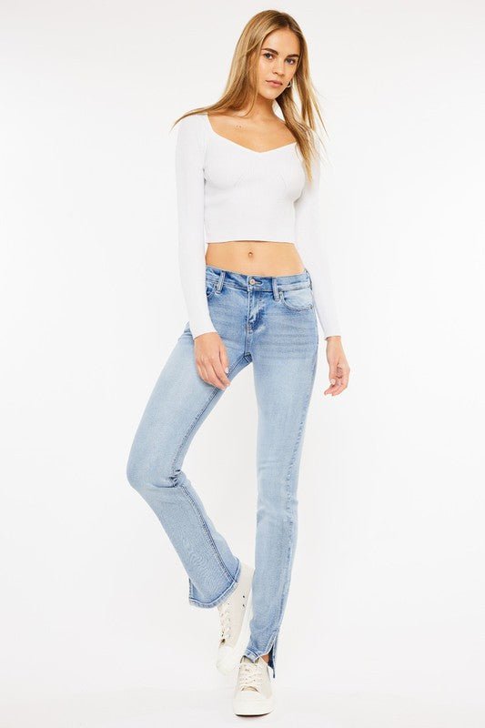 Mid Rise Y2K Bootcut Jeans - Too Dimes Boutique