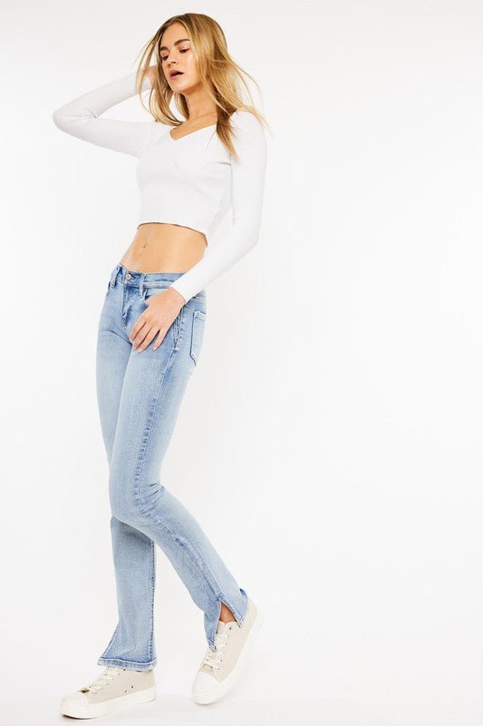 Mid Rise Y2K Bootcut Jeans - Too Dimes Boutique