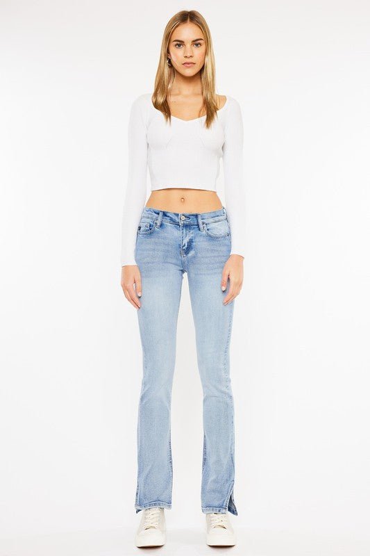 Mid Rise Y2K Bootcut Jeans - Too Dimes Boutique