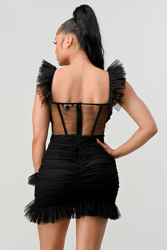 BE ADORABLE RUFFLE MINI DRESS - Too Dimes Boutique