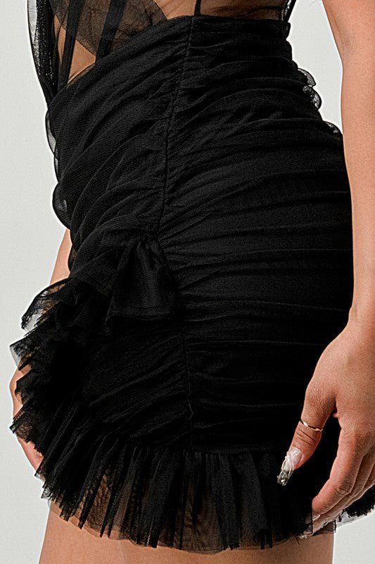 BE ADORABLE RUFFLE MINI DRESS - Too Dimes Boutique