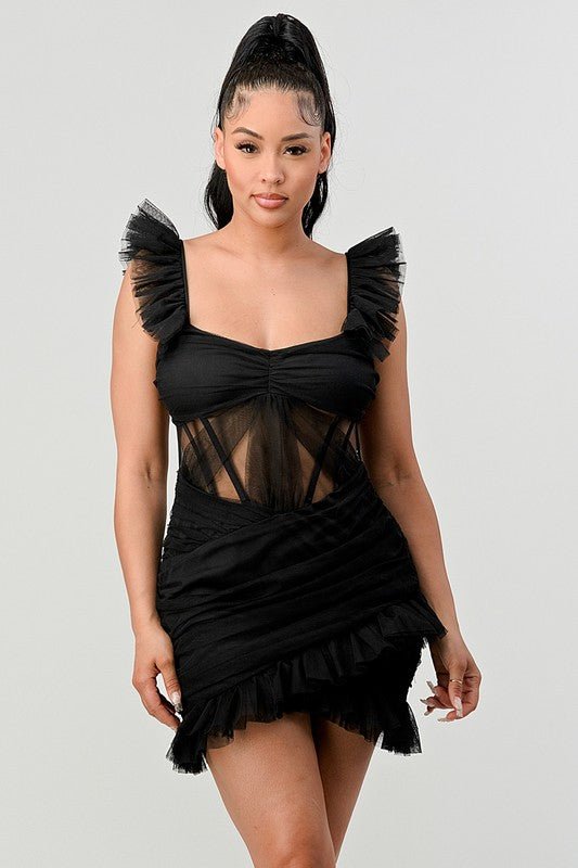BE ADORABLE RUFFLE MINI DRESS - Too Dimes Boutique