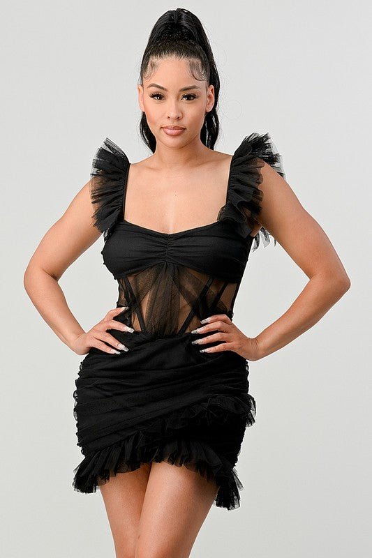 BE ADORABLE RUFFLE MINI DRESS - Too Dimes Boutique