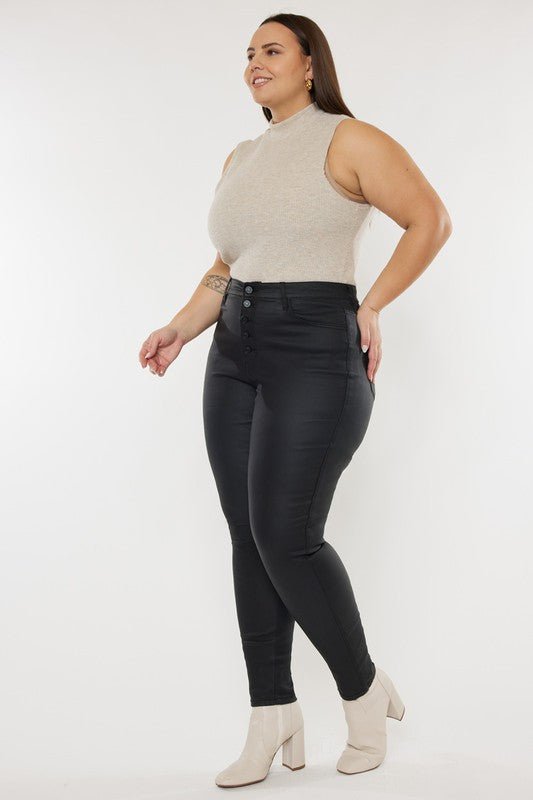 Plus High Rise Coated Ankle Skinny Jeans - Too Dimes Boutique