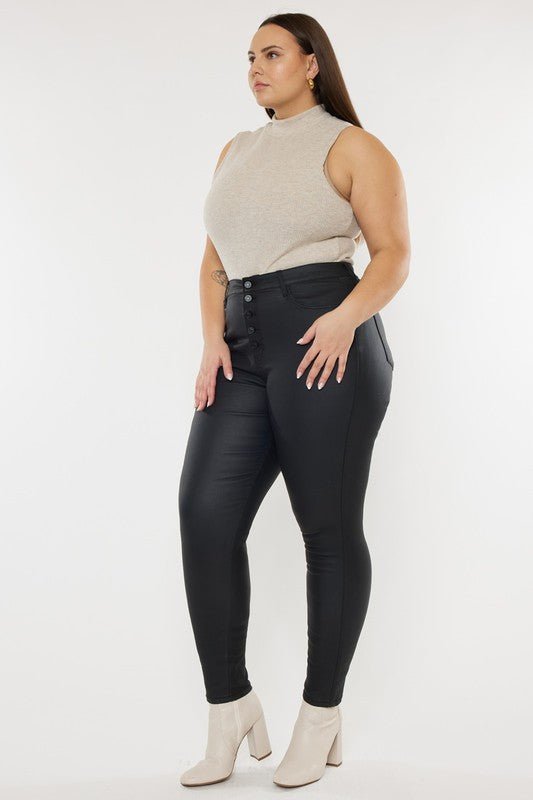 Plus High Rise Coated Ankle Skinny Jeans - Too Dimes Boutique