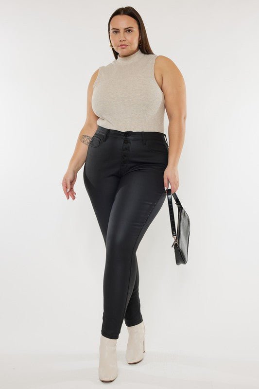Plus High Rise Coated Ankle Skinny Jeans - Too Dimes Boutique