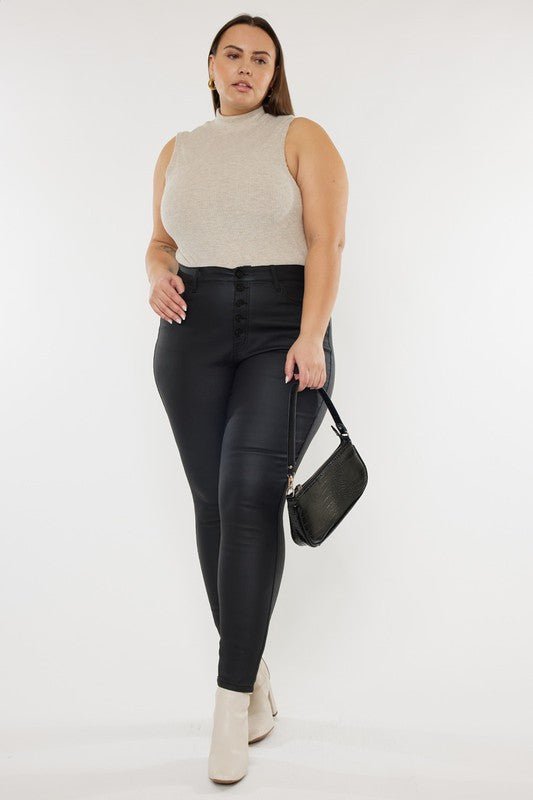 Plus High Rise Coated Ankle Skinny Jeans - Too Dimes Boutique