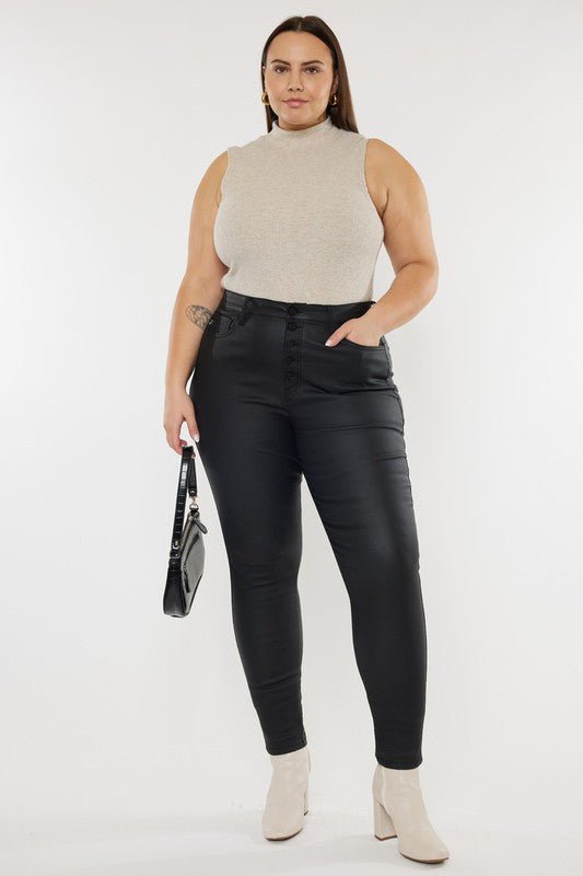Plus High Rise Coated Ankle Skinny Jeans - Too Dimes Boutique