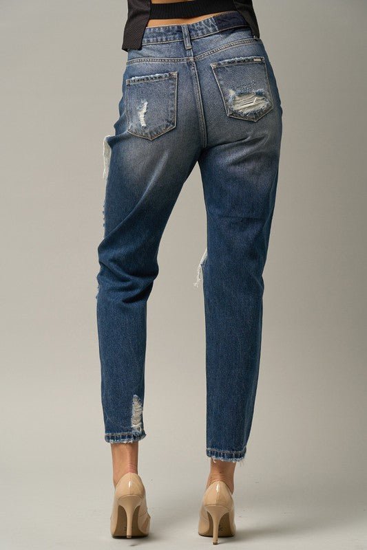 HIGH WAIST STRAIGHT HAVEY DESTROYED JEANS - Too Dimes Boutique