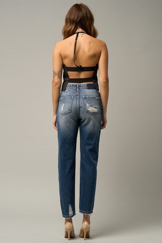HIGH WAIST STRAIGHT HAVEY DESTROYED JEANS - Too Dimes Boutique
