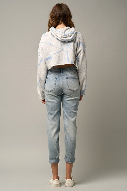 Distressed Girlfriend Jeans - Too Dimes Boutique