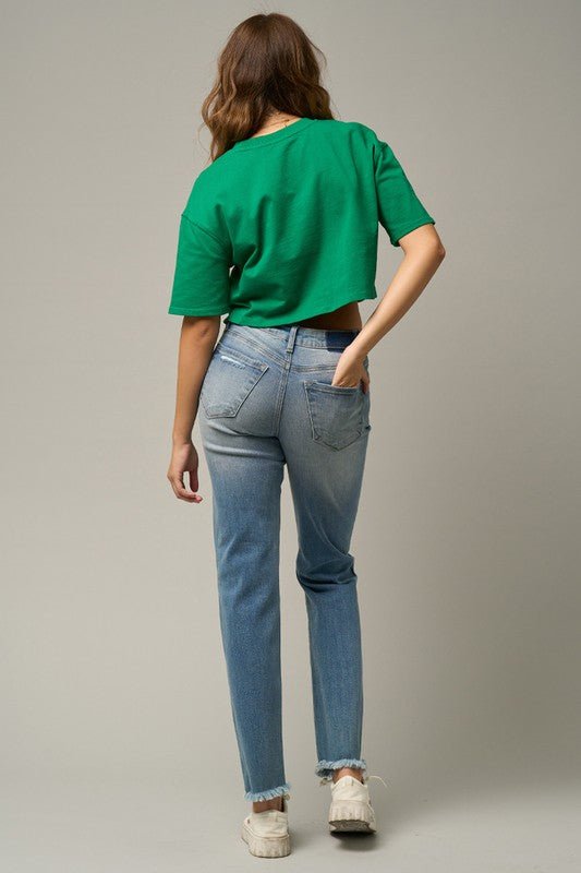 MID - RISE SLIM TAPERED JEANS - Too Dimes Boutique
