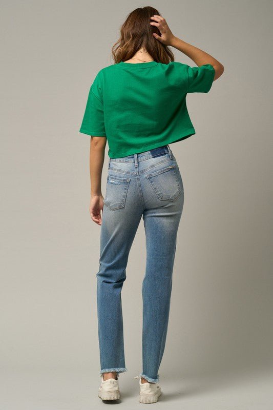 MID - RISE SLIM TAPERED JEANS - Too Dimes Boutique