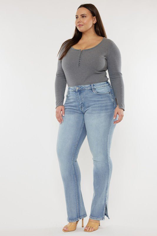 Plus Mid Rise Y2K Medium Wash Bootcut Jeans - Too Dimes Boutique