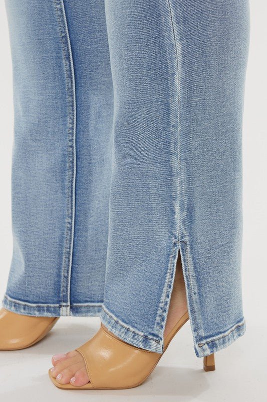 Plus Mid Rise Y2K Medium Wash Bootcut Jeans - Too Dimes Boutique