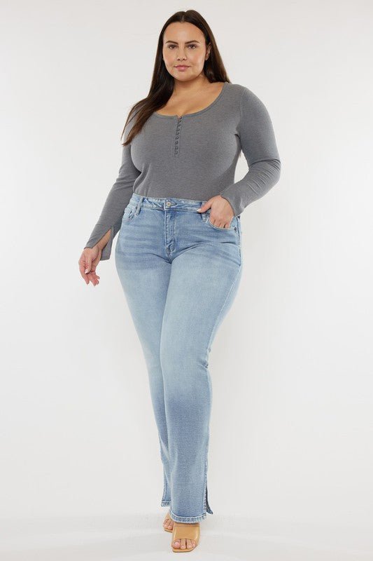 Plus Mid Rise Y2K Medium Wash Bootcut Jeans - Too Dimes Boutique
